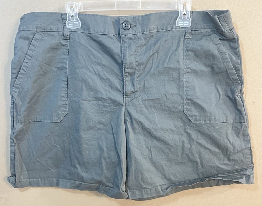 Lee Womens 22M Cargo Shorts Forest Green 98% Cotton Stretch‎ Waist Plus EUC